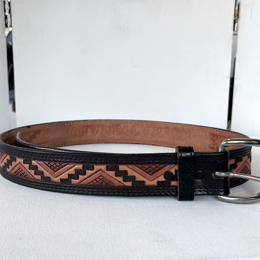 Tooled Leather belt 42 Inch